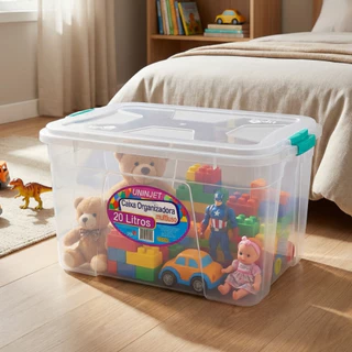 Caixa Organizadora Grande 20 Litros Transparente com Travas E Tampa Plástico Resistente Multiuso em Oferta na Shopee