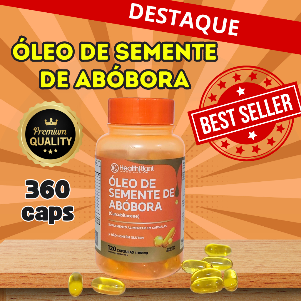 Óleo de Semente de Abóbora caps Ação Antioxidante Próstata Imunidade ...