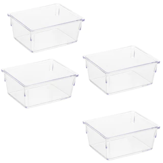 Kit 4 Organizadores Retangular Médio Multiuso Modular Gavetas e Mesas Pote Acrilico Cristal em Oferta na Shopee