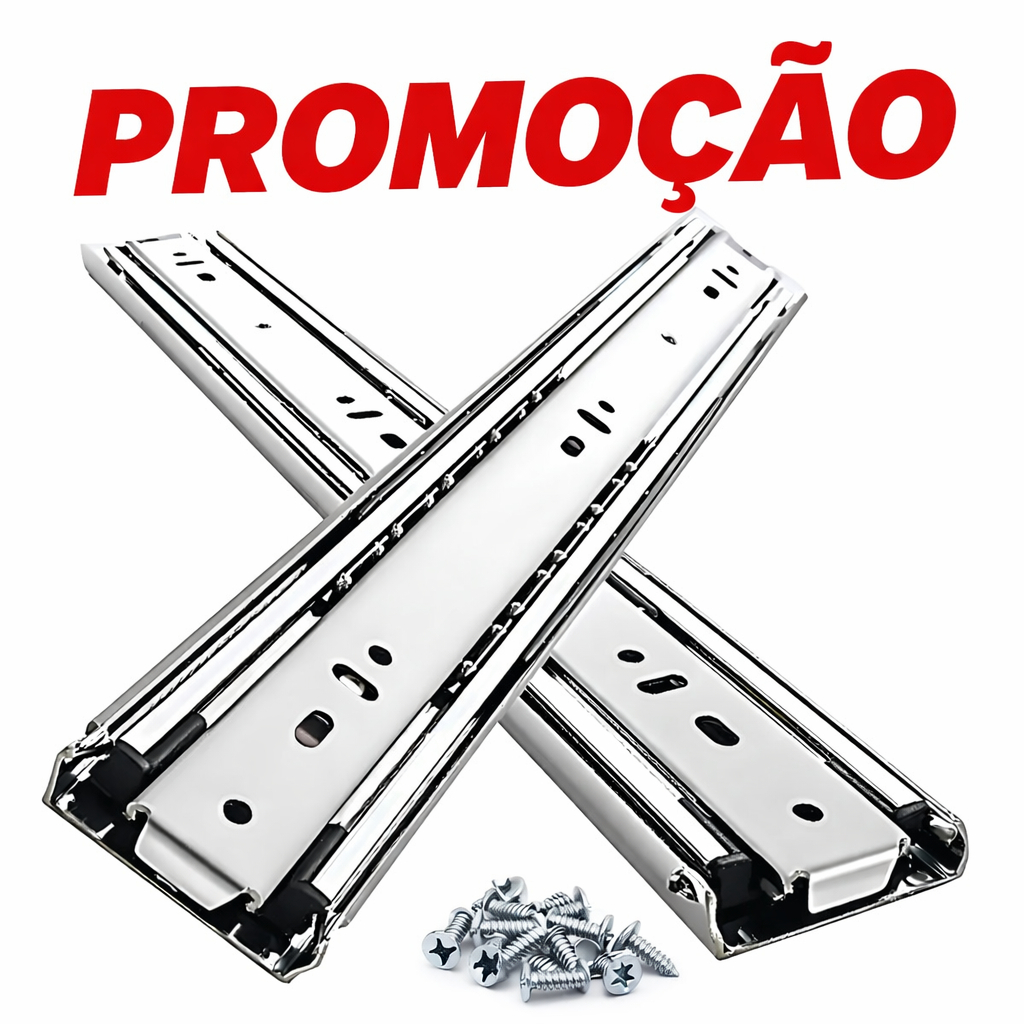 Kit 6 Corrediças Gaveta Trilho Telescópica COM Parafusos | 25cm - 30cm - 35cm - 40cm - 45cm - 50cm