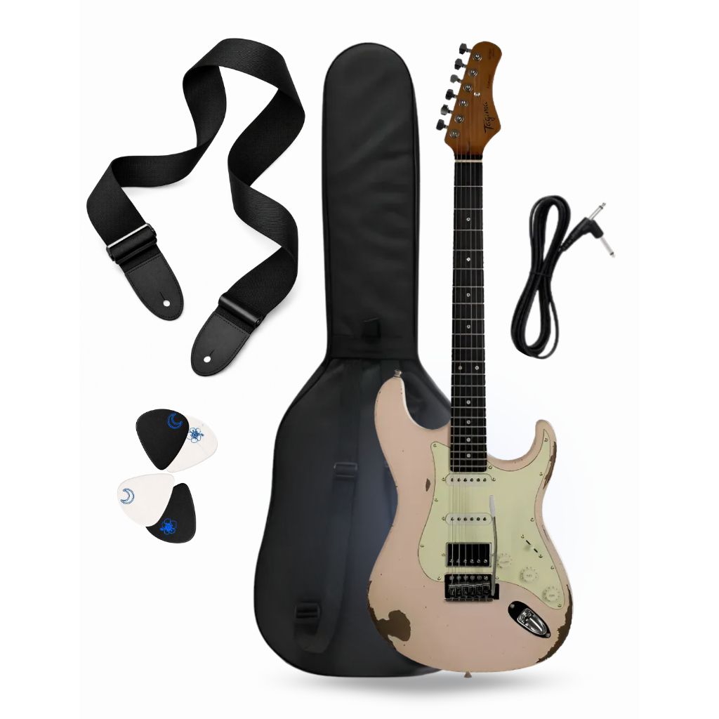 Guitarra Tagima Strato Antique Séries Tga-580 Shpk Destro Rosa Kit Com ...