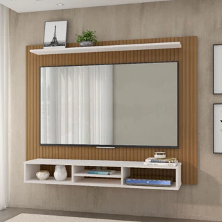 Painel Ripado Para TV até 60 Polegadas com Nicho Espaçoso e Prateleira Ideal para Sala Estante em Oferta na Shopee