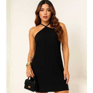 Vestido Feminino Soltinho Curto Alcinha Verão Leve Confortável Casual Frente Única Elegante