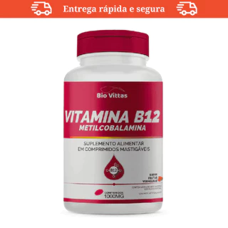 Vitamina B12 Metilcobalamina 120 Comprimidos Mastigáveis Sabor Frutas Vermelhas-Bio Vittas em Oferta na Shopee
