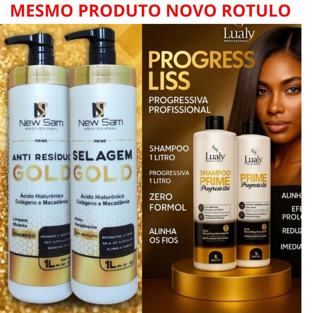 Selagem Capilar Gold Profissional 2x1L Sem Formol , liso natural na ...