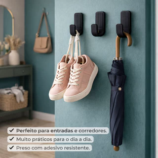 Gancho de Parede Canelado Adesivo Multiuso Minimalista Kit com Alta Fixação para Casa