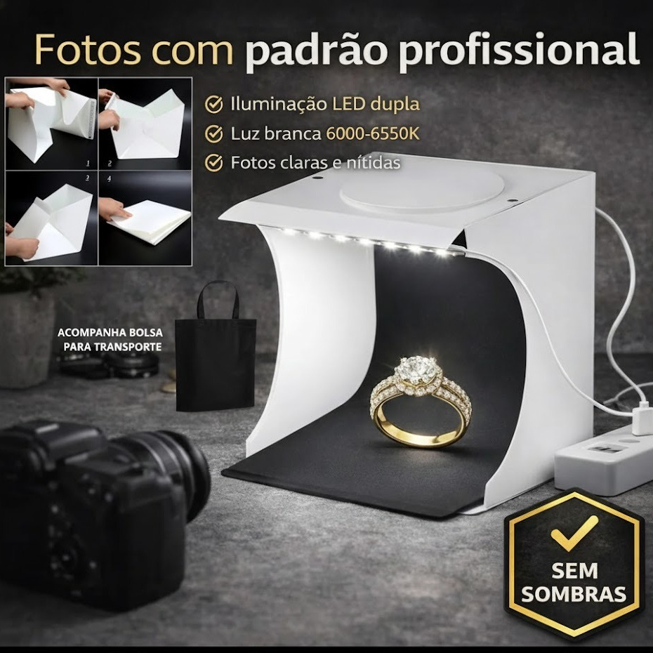 Mini Estudio Fotográfico Profissional Acompanha Brinde Melhor Qualidade ...
