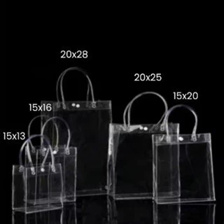 Sacola PVC Transparente com Alça e Botão - Ideal para Brindes, Festas e Casamentos. 12 unidades. em Oferta na Shopee