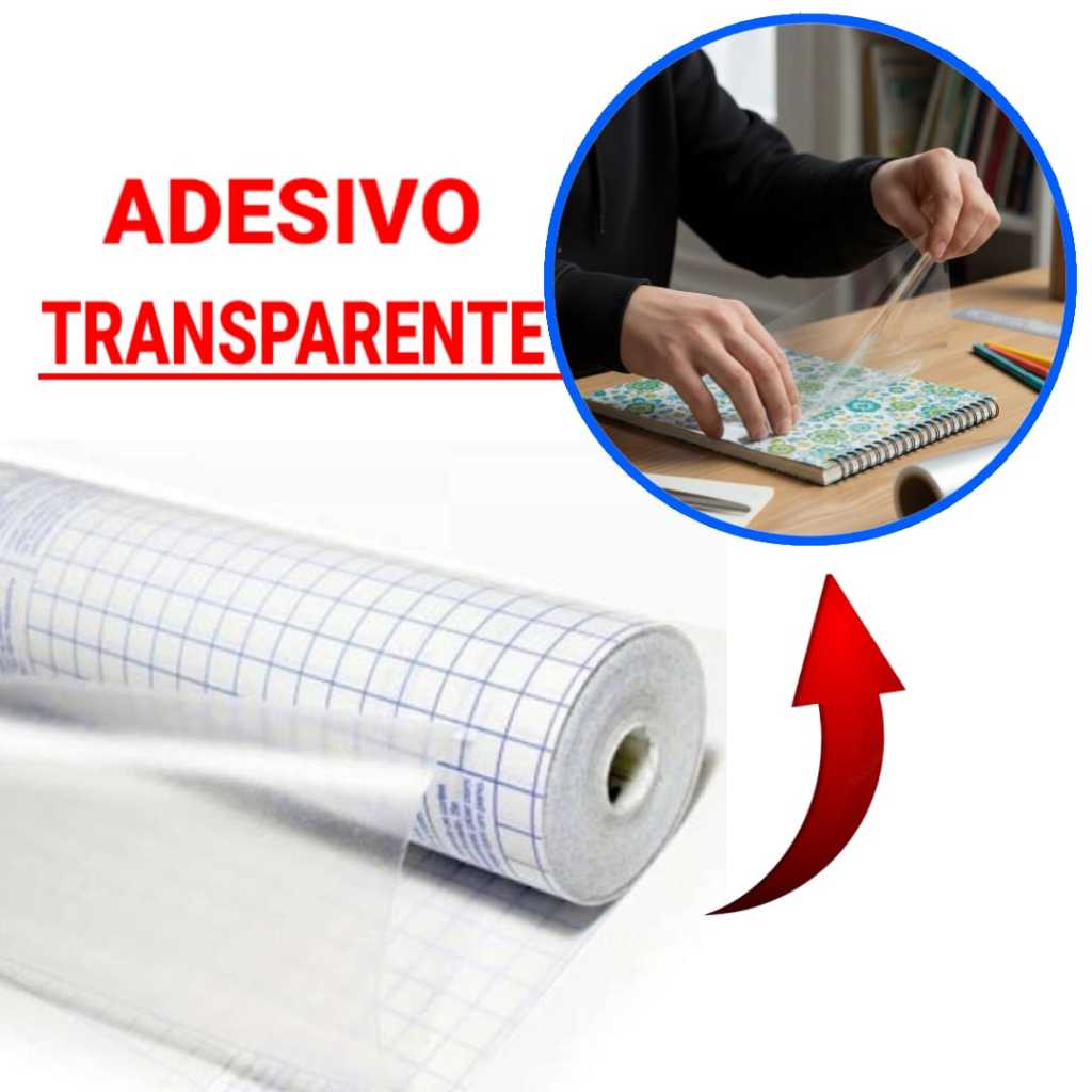 Papel Adesivo Contact Transparente Cristal Para Encapar Cadernos e ...