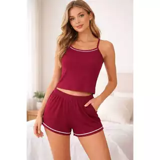 Baby Doll Feminino Canelado Regata + Short | Pijama Confortável Verão em Oferta na Shopee