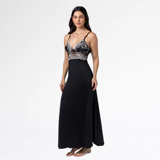 Camisola Longa Bicolor Feminina Luxo | Elegância, Conforto e Caimento Impecável para Noites Especiais em Oferta na Shopee