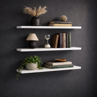 Kit Prateleira premium MDF 15 x 60/40 - Branco - Amadeirado - Crua - Nicho Decoração Quarto Banheiro Escritório em Oferta na Shopee