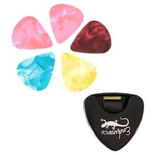Kit com 5 palhetas + 1 porta palheta violao aço ou nylon banjo guitarra ukulele em Oferta na Shopee