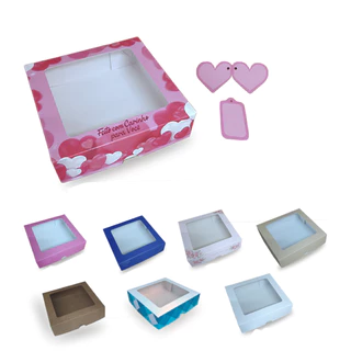 Caixa de Presente com Visor + Tags | Kits | Cosméticos | Perfumes | Lembrancinhas |15x15x4cm