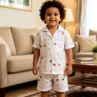 Pijama Infantil Menino Menina Verão Americano Curto Estampado Confortável Short Doll Roupa de Dormir Malha Leve em Oferta na Shopee