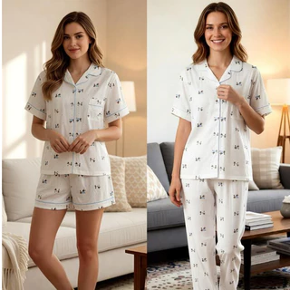 Pijama Feminino 3 Peças Verão Estampado | Estilo Blogueira | Calça + Shorts + Blusa Confortável em Oferta na Shopee