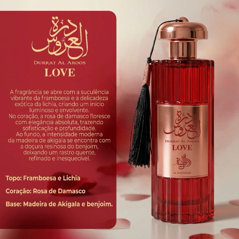 Perfume Árabe Durrat Al Aroos Love by Al Wataniah EDP 85ml
