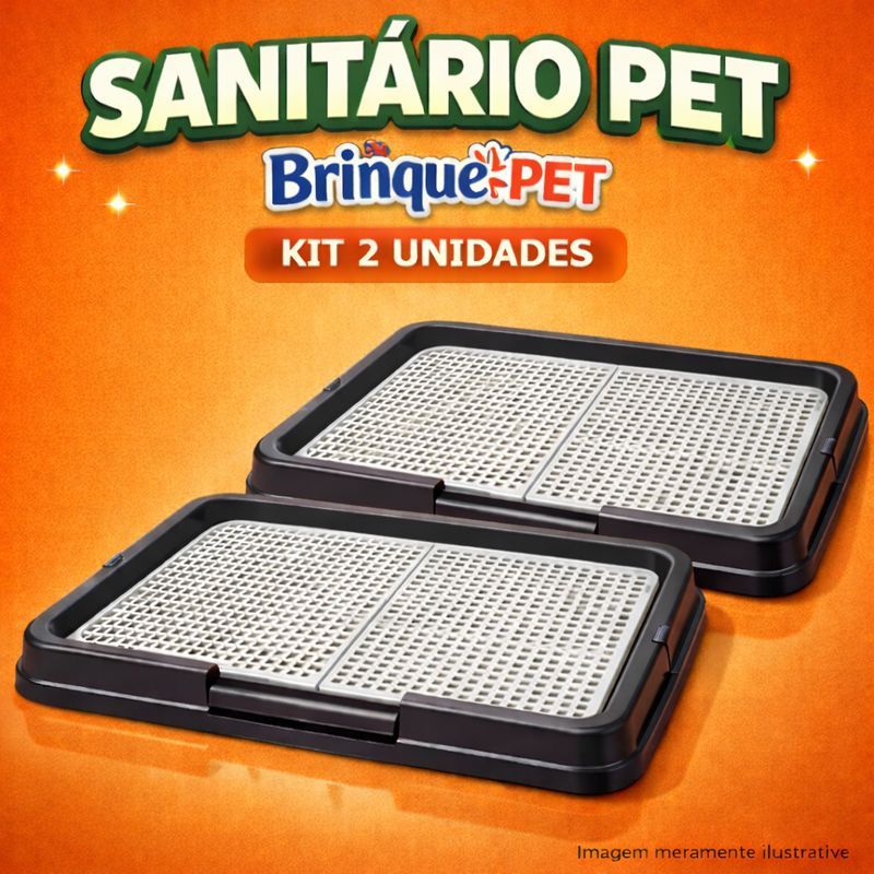 KIT 2 Sanitário Canino Brinq Pet 60x43 cm com Grelha – Bandeja Higiênica para Cães Pequenos e Médios