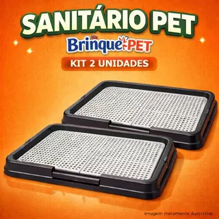 KIT 2 Sanitário Canino Brinq Pet 60x43 cm com Grelha – Bandeja Higiênica para Cães Pequenos e Médios