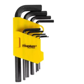 Kit Chaves Allen Abauladas Longas 1,5 a 10mm 9 Peças Preto Titanium Platina em Oferta na Shopee