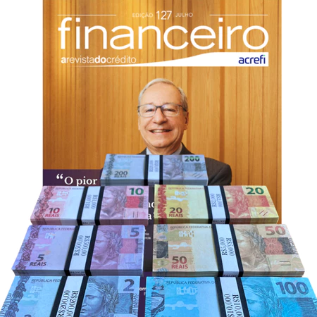 Revista Financeira Papel Premium Cédulas Cenográficas de 50 reais guardar dinheiro