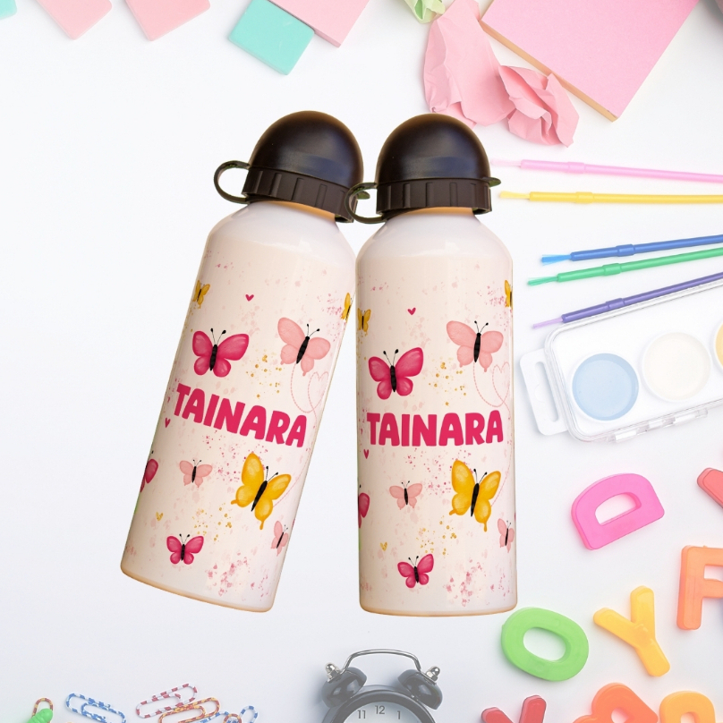 Garrafa Squeeze Infantil Personalizada com Nome e Tema - 500ml Alumínio ...