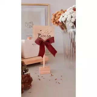 plaquinha decorativa feliz pascoa em madeira pinus em Oferta na Shopee