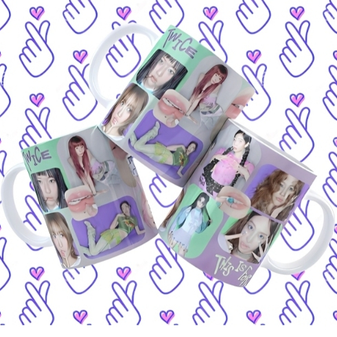 Caneca de Porcelana Personalizada Xicara Twice K-POP 325 mL