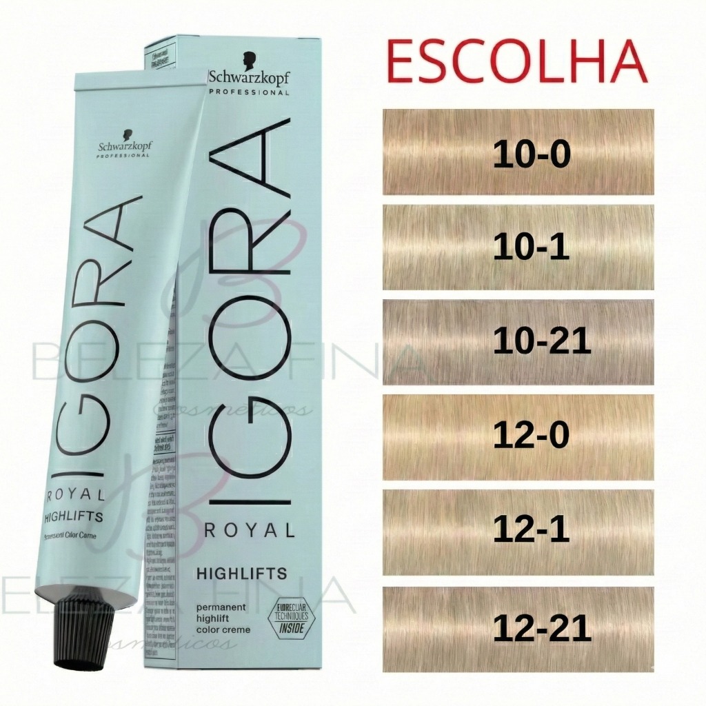 Coloração Tinta Igora Royal Highlifts 60g Superclareadora 10 e 12 - 12 ...