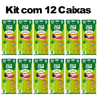 kit 12 Caixas Lápis de Cor Grande 12 unidades bh