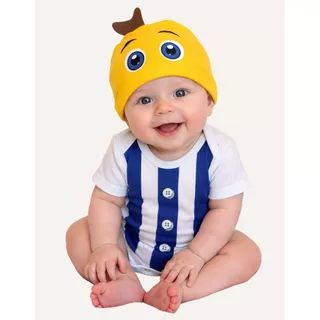 Body Bebê Bananas de Pijama Fantasia com Touca festa mesversário em Oferta na Shopee