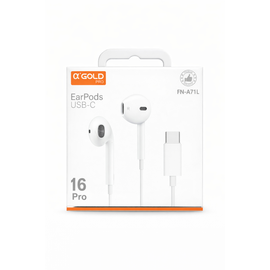 Fone EarPods USB-C α’GOLD Pro FN-A71L 16 Pro | Shopee Brasil