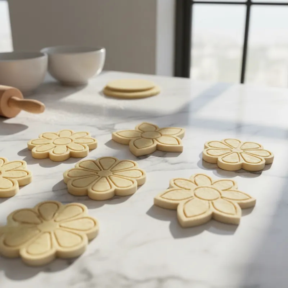 Kit 12 Cortador Carimbo Flor Biscoito Flower Massa Fondant B