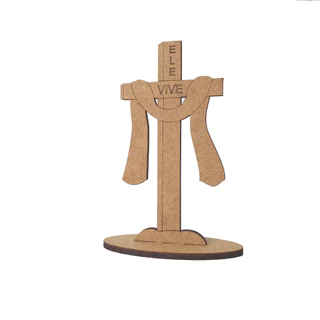 Kit Lembrança Páscoa Cristã Cruz Ele Vive Jesus MDF 10 cm em Oferta na Shopee