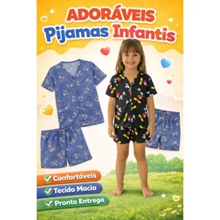 Pijama Infantil Verão – Conforto, Estilo e Personagens que as Crianças Amam! em Oferta na Shopee