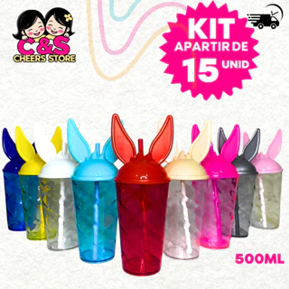 KIT 15 copo PASCOA ,TAMPA ORELHA COELHO 500ML  e canudo em Oferta na Shopee