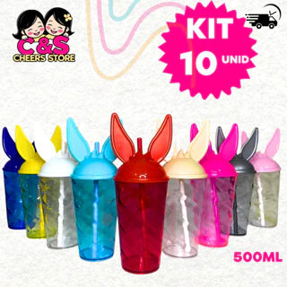 KIT  COM 10  COPOS  TAMPA COELHOS ,PASCOA  500 ML  lembrancinha pascoa ,escola, festa ,brinde pascoa em Oferta na Shopee