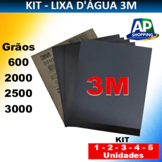 Lixa Folha D'Agua 3M Polimento, kit Lixa 600, 2000, 2500 e 3000