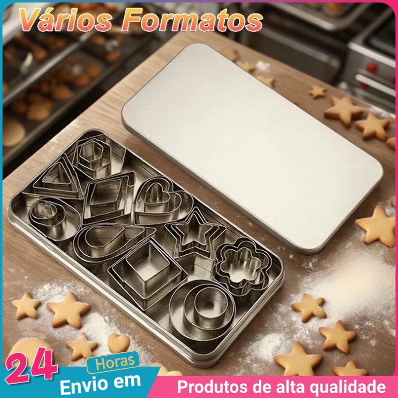 Kit 30 Cortador Modelador Forma De Biscoito De Aço Inoxidáve
