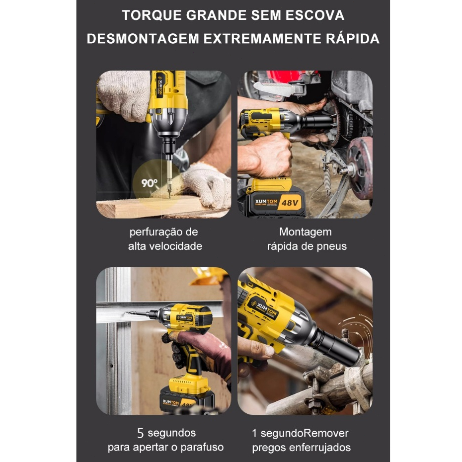 Chave De Impacto eletrica 350NM Sem Fio Furadeira Parafusadeira