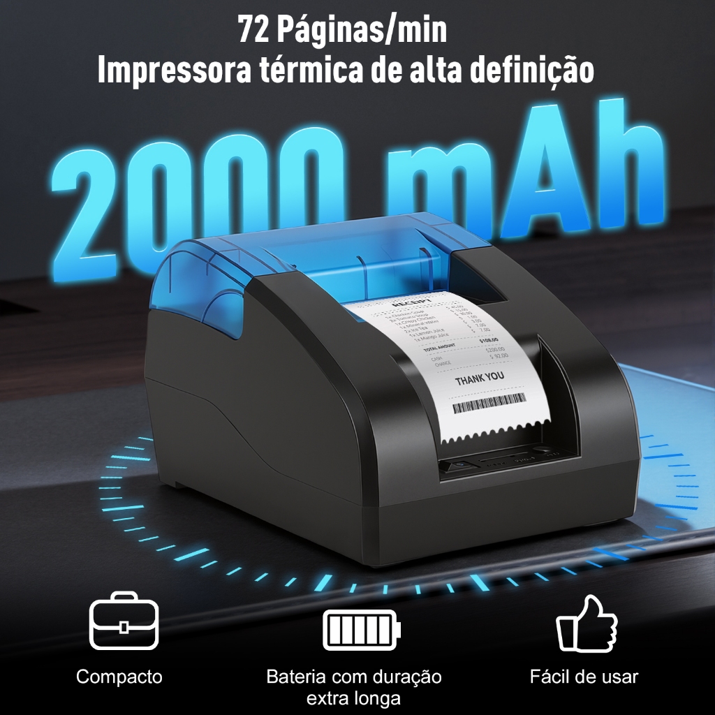 Impressora Térmica Cupom Não Fiscal 58mm para PC, Restaurantes e ...