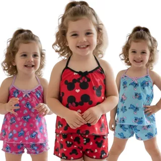 Pijama Infantil Baby Doll Estampado com Short Roupa de Dormir em Oferta na Shopee