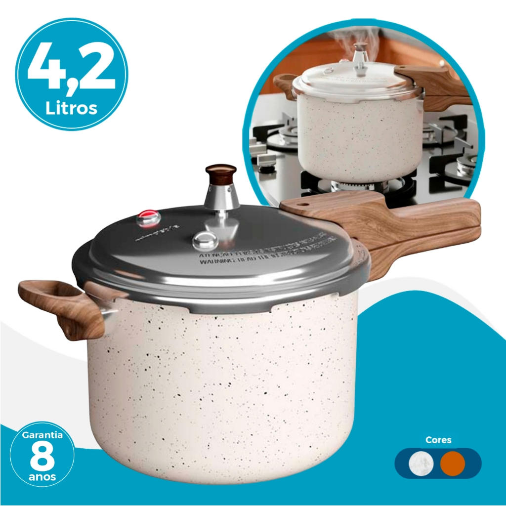 Panela De Pressão 4,2L Ceramica Marmore com Fundo de Indução ...