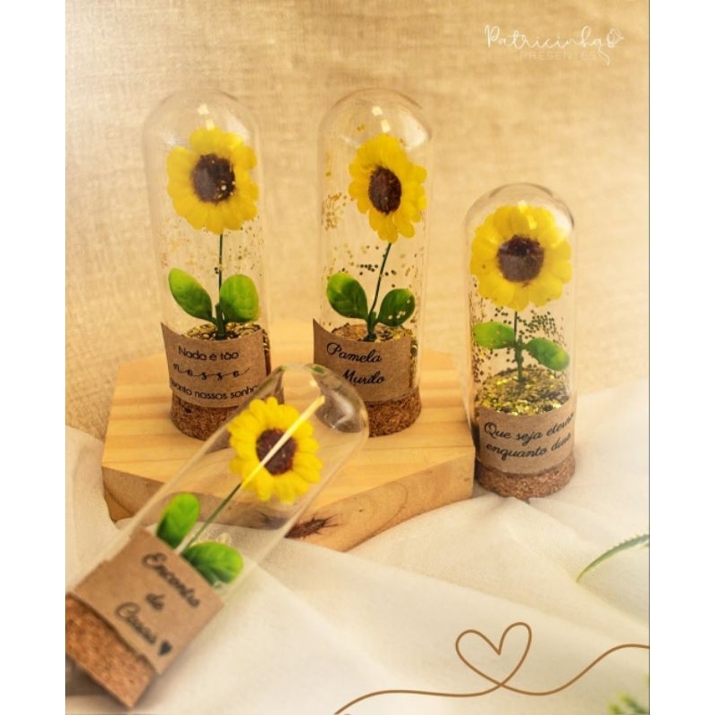 Girassol  flor na cúpula redoma lembrancinha nascimento aniversário eventos 100 pçs em Oferta na Shopee