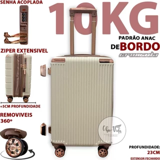 Mala De Bordo 10 Kilos Duplo Zíper ABS Roda Dupla 360 Cadeado Mala Viagem 10Kg Expansível Promocao em Oferta na Shopee