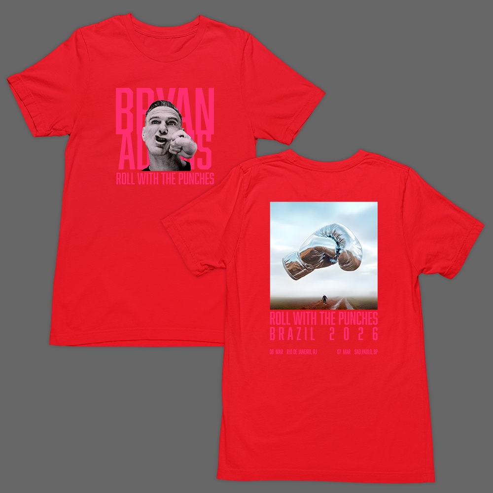 Camiseta Básica T-Shirt Bryan Adams Cantor Tour Brazil 2026 Roll