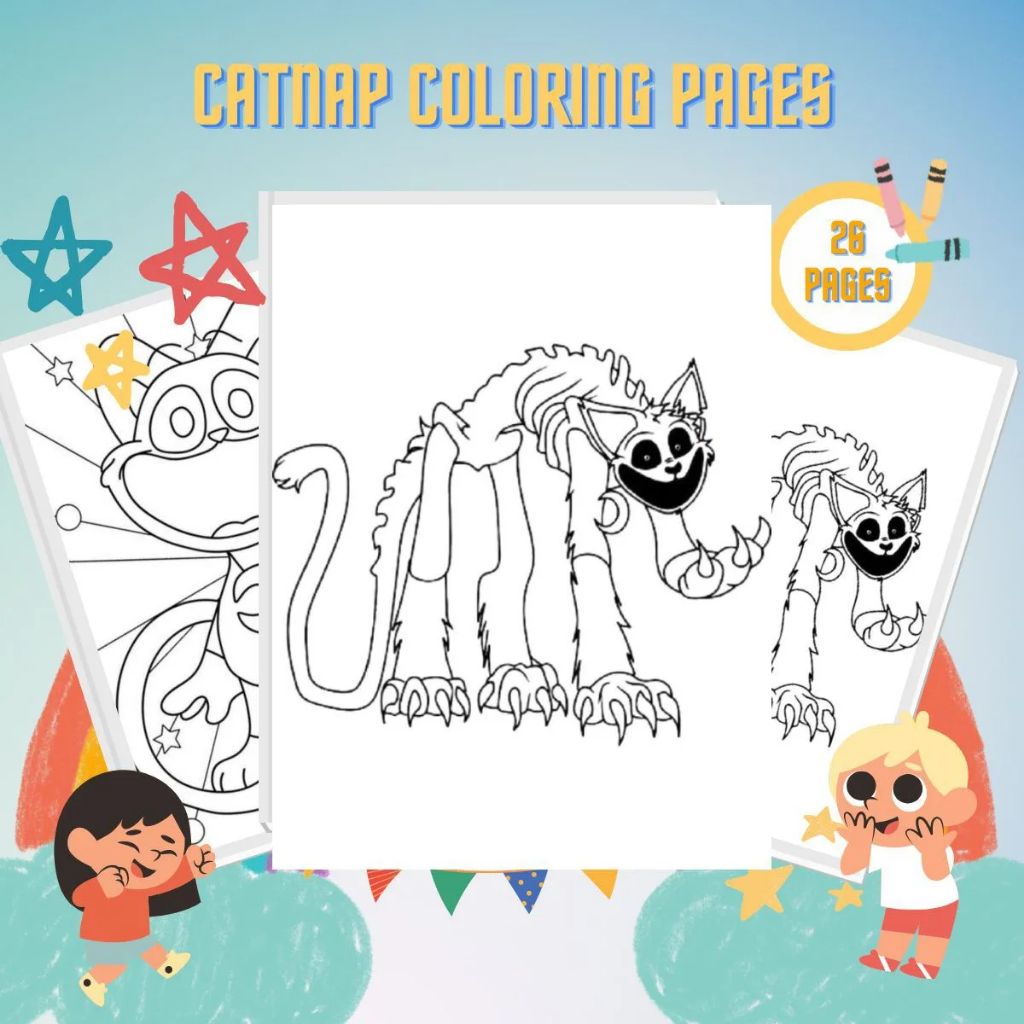 Desenhos Catnap (Poppy Playtime) para Colorir em Folhas Soltas A5 90g ...