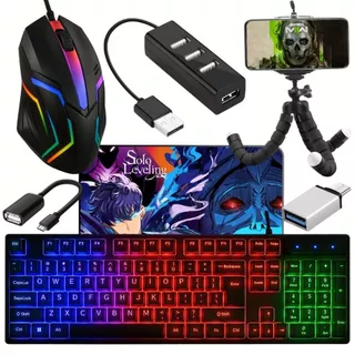 Kit Mobilador Gamer Completo Promoção Para Celular Com Teclado Semi Mecânico Led + Mouse Led Completo em Oferta na Shopee