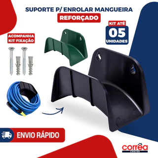 Suporte para Mangueira PVC com Parafusos – Organizador de Parede – Preto ou Verde – 1, 2 ou 5 Unidades
