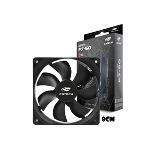 Cooler Fan 80mm C3tech 2200rpm Ventoinha para Gabinete 8cm Preto Sem LED Modelo F7-50bk Molex + 3 pinos Placa Mãe